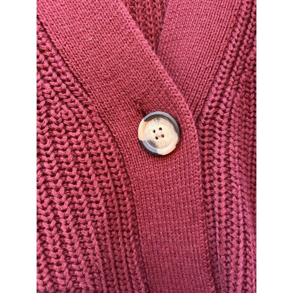 NWT Gap Shaker Stitch Chunky Knit Size L Boyfriend Grandpa Cardigan Burgundy - Picture 4 of 11